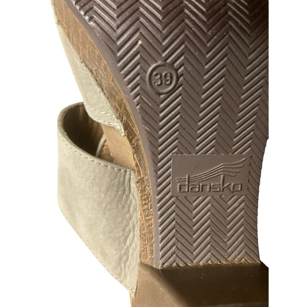 Dansko Ramona Taupe Leather Nubuck Double Strap Sandals Block Heels Size 39‎ / 9 - Picture 10 of 16